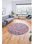 Baskılı Kaymaz Yıkanabilir Şık Kilim Desen Yuvarlak Mutfak Halısı Salon Halısı Y-Modern-67-Pembe 1