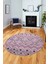 Baskılı Kaymaz Yıkanabilir Şık Kilim Desen Yuvarlak Mutfak Halısı Salon Halısı Y-Modern-67-Pembe 2