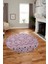 Baskılı Kaymaz Yıkanabilir Şık Kilim Desen Yuvarlak Mutfak Halısı Salon Halısı Y-Modern-67-Pembe 5