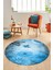 Baskılı Kaymaz Taban Yıkanabilir Modern Yuvarlak Mutfak Salon Halısı Y-MODERN-109-MAVİ 4