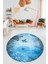 Baskılı Kaymaz Taban Yıkanabilir Modern Yuvarlak Mutfak Salon Halısı Y-MODERN-109-MAVİ 5