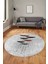 Baskılı Kaymaz Taban Yıkanabilir Modern Yuvarlak Mutfak Salon Halısı Y-MODERN-112-GRİ 1