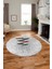 Baskılı Kaymaz Taban Yıkanabilir Modern Yuvarlak Mutfak Salon Halısı Y-MODERN-112-GRİ 2