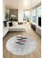 Baskılı Kaymaz Taban Yıkanabilir Modern Yuvarlak Mutfak Salon Halısı Y-MODERN-112-GRİ 3
