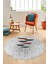 Baskılı Kaymaz Taban Yıkanabilir Modern Yuvarlak Mutfak Salon Halısı Y-MODERN-112-GRİ 4