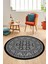 Etnik Desen Baskılı Kaymaz Taban Yıkanabilir Modern Yuvarlak Salon Halısı Y-MODERN-113-ANTRASİT 4