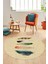 Yaprak Desen Baskılı Kaymaz Taban Yıkanabilir Modern Yuvarlak Salon Halısı Y-MODERN-114-KREM 4