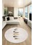Yaprak Desenli Baskılı Kaymaz Taban Yıkanabilir Yuvarlak Mutfak Salon Halısı Y-MODERN-115-KREM 3