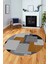 Baskılı Kaymaz Yıkanabilir Yuvarlak Mutfak Halısı Salon Halısı Y-Modern-47-Kahve 3