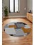 Baskılı Kaymaz Yıkanabilir Yuvarlak Mutfak Halısı Salon Halısı Y-Modern-47-Kahve 4
