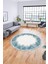 Baskılı Kaymaz Yıkanabilir Modern Sade Desen Yuvarlak Salon Halısı Y-Modern-48-Mavi 2