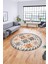 Etnik Modern Desenli Dijital Kaymaz Yıkanabilir Yuvarlak Mutfak Salon Halısı Y-Modern-14-Kahve 5