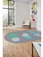 Kaktüs Desen Baskılı Kaymaz Taban Yıkanabilir Modern Oval Yolluk Salon Halısı O-MODERN-106-TURKUAZ 1