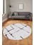 Şık Sade Modern Desenli Dijital Kaymaz Yıkanabilir Yuvarlak Mutfak Salon Halısı Y-Modern-72-Kahve 4
