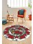 Modern Çiçek Desenli Dijital Kaymaz Yıkanabilir Yuvarlak Mutfak Salon Halısı Y-Modern-21-Beyaz 2