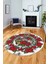 Modern Çiçek Desenli Dijital Kaymaz Yıkanabilir Yuvarlak Mutfak Salon Halısı Y-Modern-21-Beyaz 5