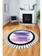 Renkli Modern Desenli Dijital Kaymaz Yıkanabilir Yuvarlak Mutfak Salon Halısı Y-Modern-22-Mor 5