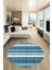 Modern Kilim Desen Dijital Kaymaz Yıkanabilir Yuvarlak Mutfak Salon Halısı Y-Modern-25-Mavi 1