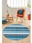 Modern Kilim Desen Dijital Kaymaz Yıkanabilir Yuvarlak Mutfak Salon Halısı Y-Modern-25-Mavi 2