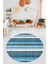 Modern Kilim Desen Dijital Kaymaz Yıkanabilir Yuvarlak Mutfak Salon Halısı Y-Modern-25-Mavi 3