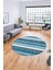Modern Kilim Desen Dijital Kaymaz Yıkanabilir Yuvarlak Mutfak Salon Halısı Y-Modern-25-Mavi 4
