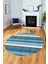 Modern Kilim Desen Dijital Kaymaz Yıkanabilir Yuvarlak Mutfak Salon Halısı Y-Modern-25-Mavi 5