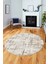 Sade Desen Modern Dijital Kaymaz Yıkanabilir Yuvarlak Mutfak Salon Halısı Y-Modern-89-Krem 1