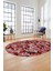 Baskılı Kaymaz Taban Yıkanabilir Renkli Modern Yolluk Mutfak Oval Salon Halısı O-Modern-02-Pembe 2