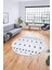 Baskılı Kaymaz Yıkanabilir Şık Kilim Desen Yuvarlak Mutfak Halısı Salon Halısı Y-Modern-65-Mavi 1