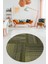 3D Modern Kilim Desen Dijital Kaymaz Yıkanabilir Yuvarlak Mutfak Salon Halısı Y-Modern-34-Yeşil 2