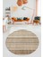 Modern Kilim Desen Dijital Kaymaz Yıkanabilir Yuvarlak Mutfak Salon Halısı Y-Modern-36-Krem 2