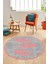 Baskılı Kaymaz Yıkanabilir Modern Yaprak Desen Yuvarlak Mutfak Salon Halısı Y-Modern-41-Pembe 1
