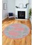Baskılı Kaymaz Yıkanabilir Modern Yaprak Desen Yuvarlak Mutfak Salon Halısı Y-Modern-41-Pembe 4
