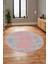 Baskılı Kaymaz Yıkanabilir Modern Yaprak Desen Yuvarlak Mutfak Salon Halısı Y-Modern-41-Pembe 5
