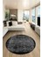Baskılı Kaymaz Taban Yıkanabilir Sade Modern Mutfak Yuvarlak Salon Halısı Y-Modern-04-Gri 2