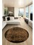 Baskılı Kaymaz Taban Yıkanabilir Sade Modern Mutfak Yuvarlak Salon Halısı Y-Modern-04-Kahve 2