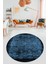 Baskılı Kaymaz Taban Yıkanabilir Sade Modern Mutfak Yuvarlak Salon Halısı Y-Modern-04-Mavi 4