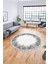 Baskılı Kaymaz Yıkanabilir Modern Sade Desen Yuvarlak Salon Halısı Y-Modern-48-Gri 2