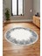 Baskılı Kaymaz Yıkanabilir Modern Sade Desen Yuvarlak Salon Halısı Y-Modern-48-Gri 4