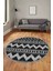 Kilim Desen Baskılı Kaymaz Taban Yıkanabilir Modern Yuvarlak Salon Halısı Y-MODERN-105-ANTRASİT 2
