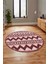 Kilim Desen Baskılı Kaymaz Taban Yıkanabilir Modern Yuvarlak Salon Halısı Y-MODERN-105-BORDO 1