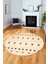 Baskılı Kaymaz Yıkanabilir Şık Kilim Desen Yuvarlak Mutfak Halısı Salon Halısı Y-Modern-65-Krem 2