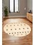 Baskılı Kaymaz Yıkanabilir Şık Kilim Desen Yuvarlak Mutfak Halısı Salon Halısı Y-Modern-65-Krem 3