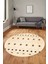 Baskılı Kaymaz Yıkanabilir Şık Kilim Desen Yuvarlak Mutfak Halısı Salon Halısı Y-Modern-65-Krem 4