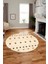Baskılı Kaymaz Yıkanabilir Şık Kilim Desen Yuvarlak Mutfak Halısı Salon Halısı Y-Modern-65-Krem 5