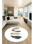 Yaprak Desen Baskılı Kaymaz Taban Yıkanabilir Modern Yuvarlak Salon Halısı Y-MODERN-114-BEYAZ 3