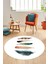 Yaprak Desen Baskılı Kaymaz Taban Yıkanabilir Modern Yuvarlak Salon Halısı Y-MODERN-114-BEYAZ 4