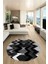 Etnik Modern Desen Dijital Kaymaz Yıkanabilir Yuvarlak Mutfak Salon Halısı Y-Modern-24-Antrasit 1