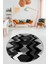 Etnik Modern Desen Dijital Kaymaz Yıkanabilir Yuvarlak Mutfak Salon Halısı Y-Modern-24-Antrasit 3