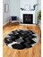 Etnik Modern Desen Dijital Kaymaz Yıkanabilir Yuvarlak Mutfak Salon Halısı Y-Modern-24-Antrasit 5